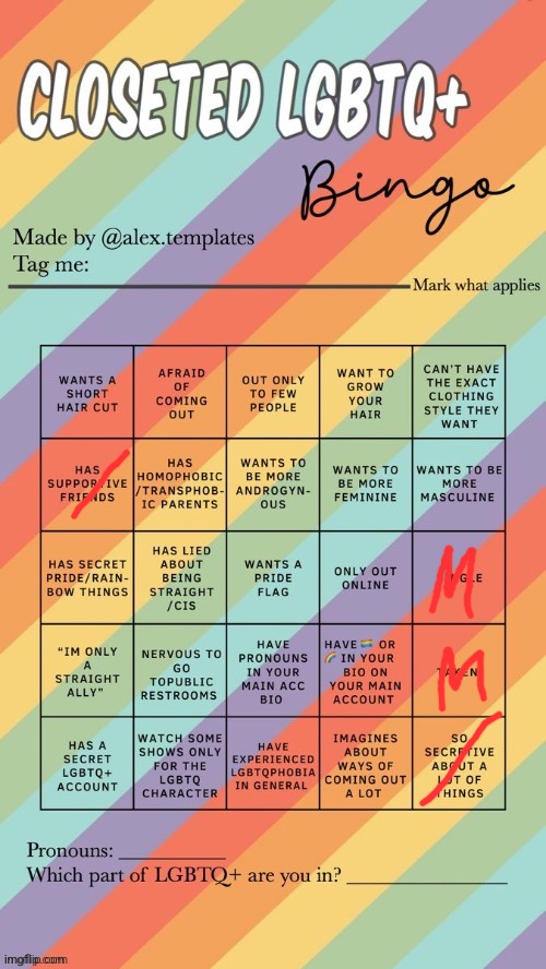 Closeted LGBTQ+ Bingo | image tagged in closeted lgbtq bingo | made w/ Imgflip meme maker