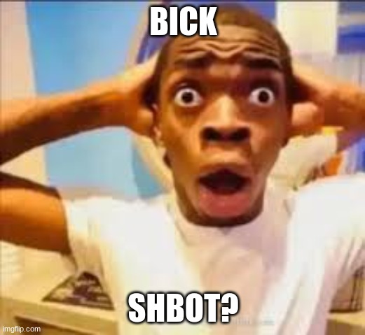 No way face (shocked black guy) | BICK SHBOT? | image tagged in no way face shocked black guy | made w/ Imgflip meme maker
