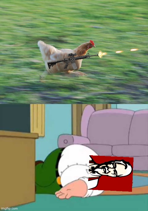 image tagged in fast running chicken,dead peter griffin | made w/ Imgflip meme maker