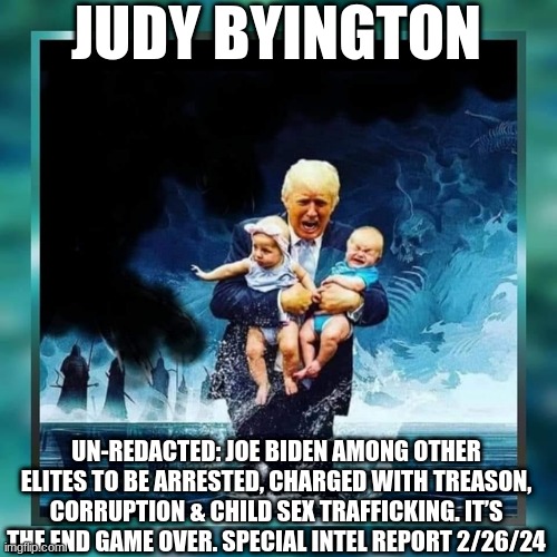Judy Byington: Un-Redacted: Joe Biden Among Other Elites to Be Arrested, Charged With Treason, Corruption & Child Sex Trafficking. It’s the End Game Over. Special Intel Report 2/26/24 (Video) 