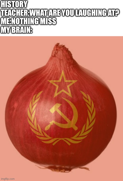 HISTORY TEACHER;WHAT ARE YOU LAUGHING AT?
ME:NOTHING MISS
MY BRAIN: | image tagged in history memes,ussr | made w/ Imgflip meme maker