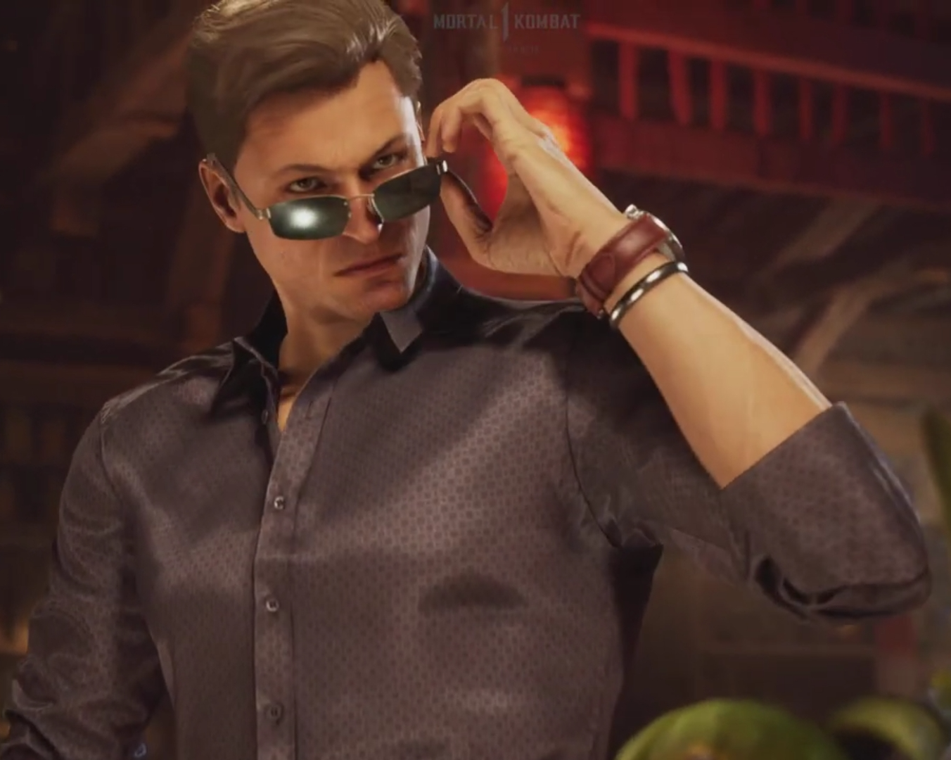 Johnny Cage takes off glasses Blank Meme Template
