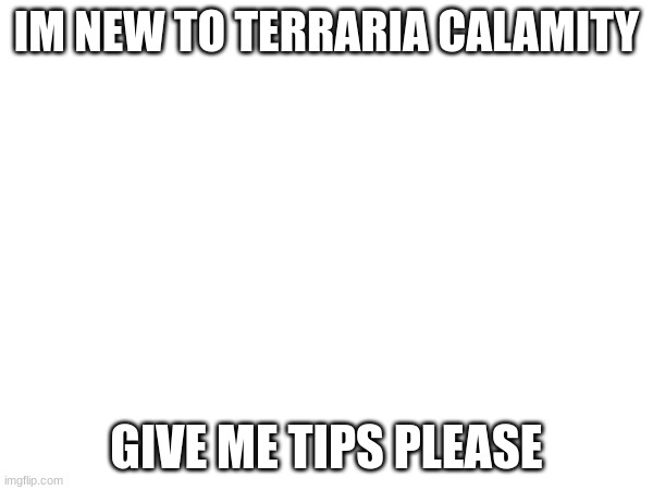 I'm new | IM NEW TO TERRARIA CALAMITY; GIVE ME TIPS PLEASE | image tagged in help | made w/ Imgflip meme maker