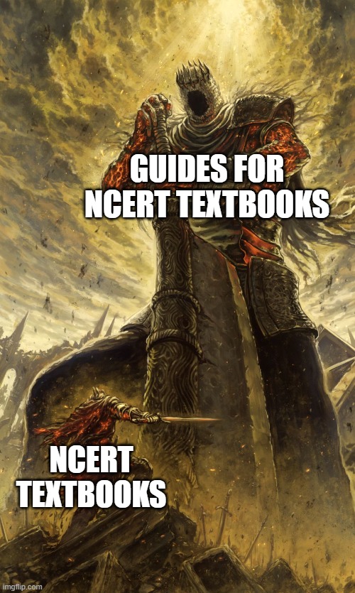 Yhorm Dark Souls | GUIDES FOR NCERT TEXTBOOKS; NCERT TEXTBOOKS | image tagged in yhorm dark souls | made w/ Imgflip meme maker