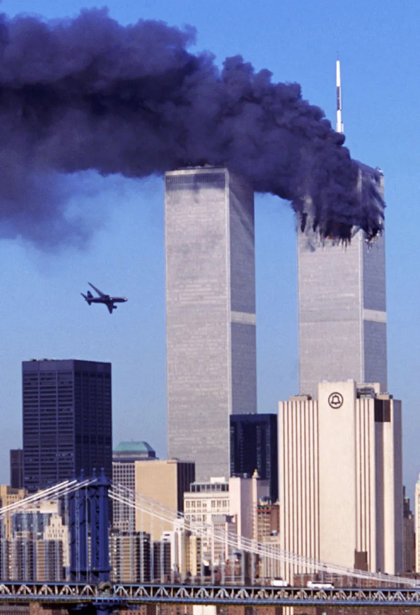 High Quality Twin towers burning Blank Meme Template