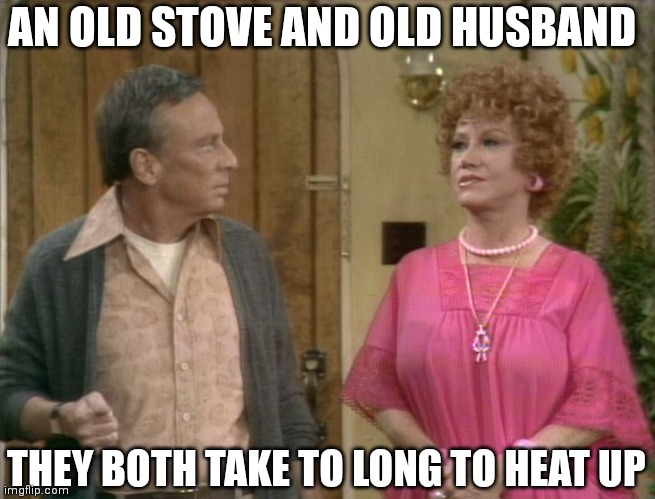 Old Stove old husband | AN OLD STOVE AND OLD HUSBAND; THEY BOTH TAKE TO LONG TO HEAT UP | image tagged in funny memes | made w/ Imgflip meme maker