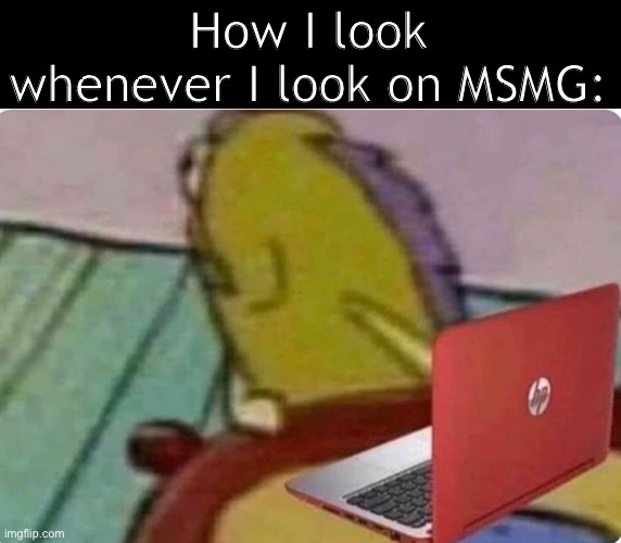 :| | How I look whenever I look on MSMG: | image tagged in online class fish | made w/ Imgflip meme maker