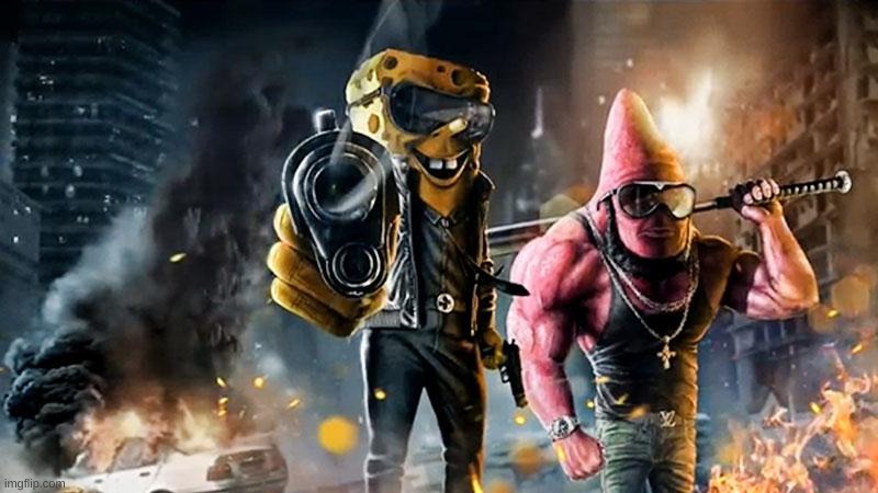 badass spongebob & patrick | image tagged in badass spongebob patrick | made w/ Imgflip meme maker