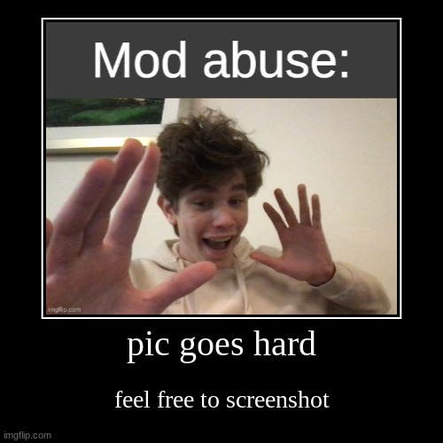 pic goes hard | feel free to screenshot | image tagged in funny,demotivationals | made w/ Imgflip demotivational maker