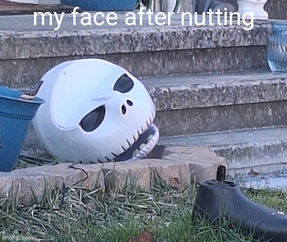 my face after nutting | image tagged in jack skellington | made w/ Imgflip meme maker
