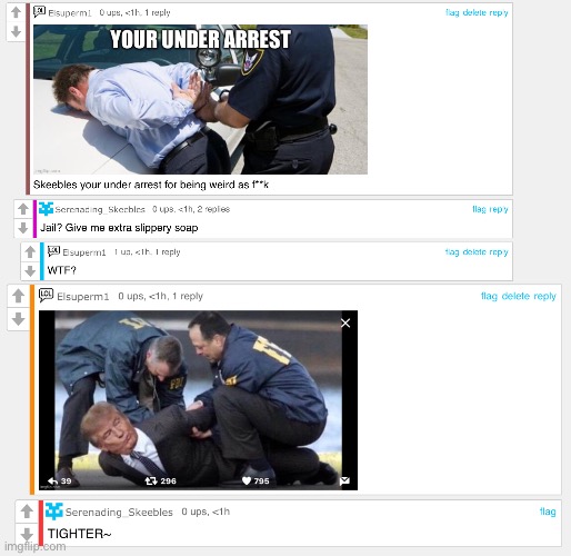 Arrested! | image tagged in cursed,comments,skeebles | made w/ Imgflip meme maker