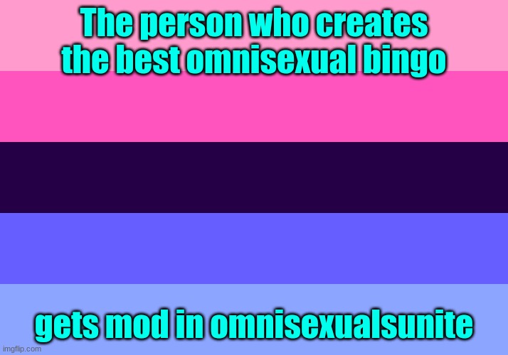 (Knockout: YES) | The person who creates the best omnisexual bingo; gets mod in omnisexualsunite | image tagged in omni flag | made w/ Imgflip meme maker