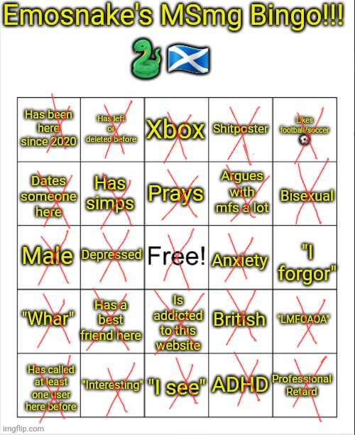 -emosnake | image tagged in emosnake's msmg bingo | made w/ Imgflip meme maker