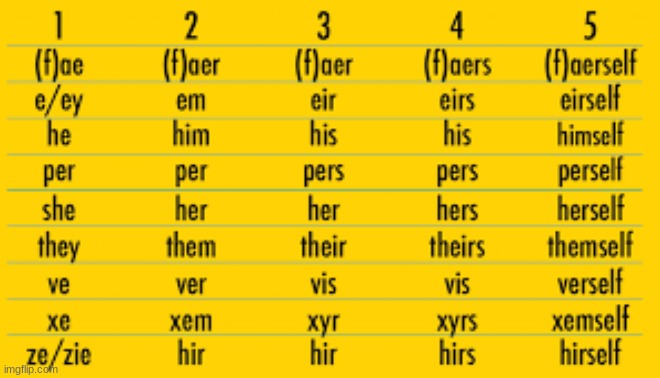 pronoun list | image tagged in pronoun list | made w/ Imgflip meme maker