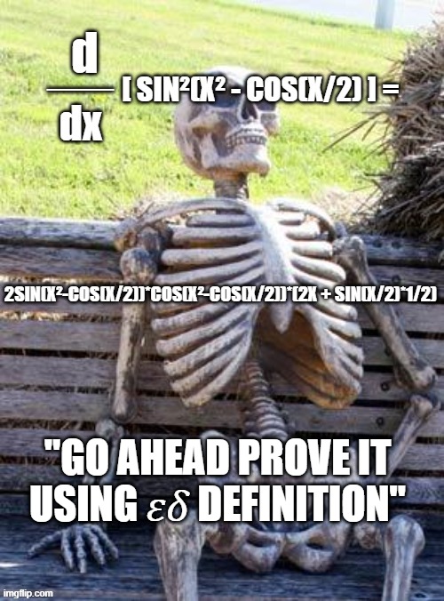 math ain't mathing easly | "GO AHEAD PROVE IT USING 𝜀𝛿 DEFINITION" | image tagged in maths | made w/ Imgflip meme maker