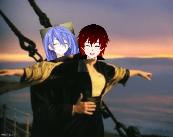 Iris Heart sings My Heart Will Go On | image tagged in jack and rose titanic | made w/ Imgflip meme maker