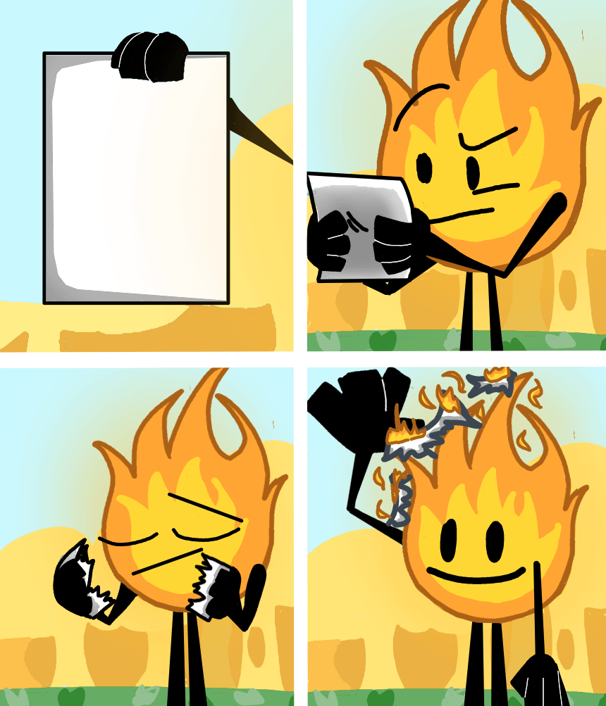 Firey burns paper Blank Meme Template