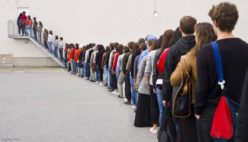 Waiting in line | image tagged in waiting in line | made w/ Imgflip meme maker