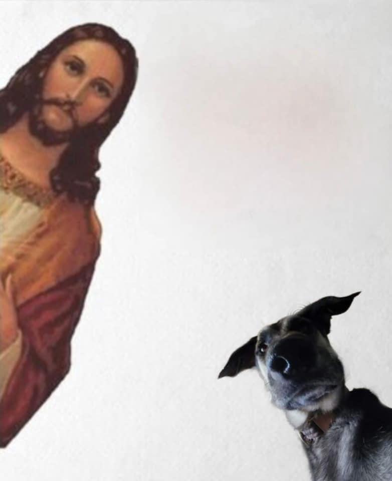 JESUS AND A DOG SEE YOU Blank Meme Template