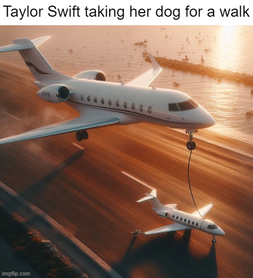These kinds are the only TS jokes I still find hilarious :D | Taylor Swift taking her dog for a walk | image tagged in taylor swift,funny,ai | made w/ Imgflip meme maker
