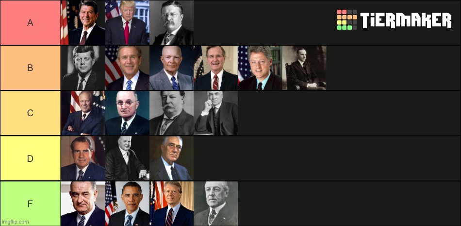 I ranked the presidents of the 20th and 21st centuries | image tagged in tier list,politics | made w/ Imgflip meme maker