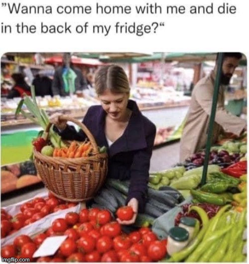 When you pickup your dining partner | image tagged in food,tomato,die,fridge | made w/ Imgflip meme maker
