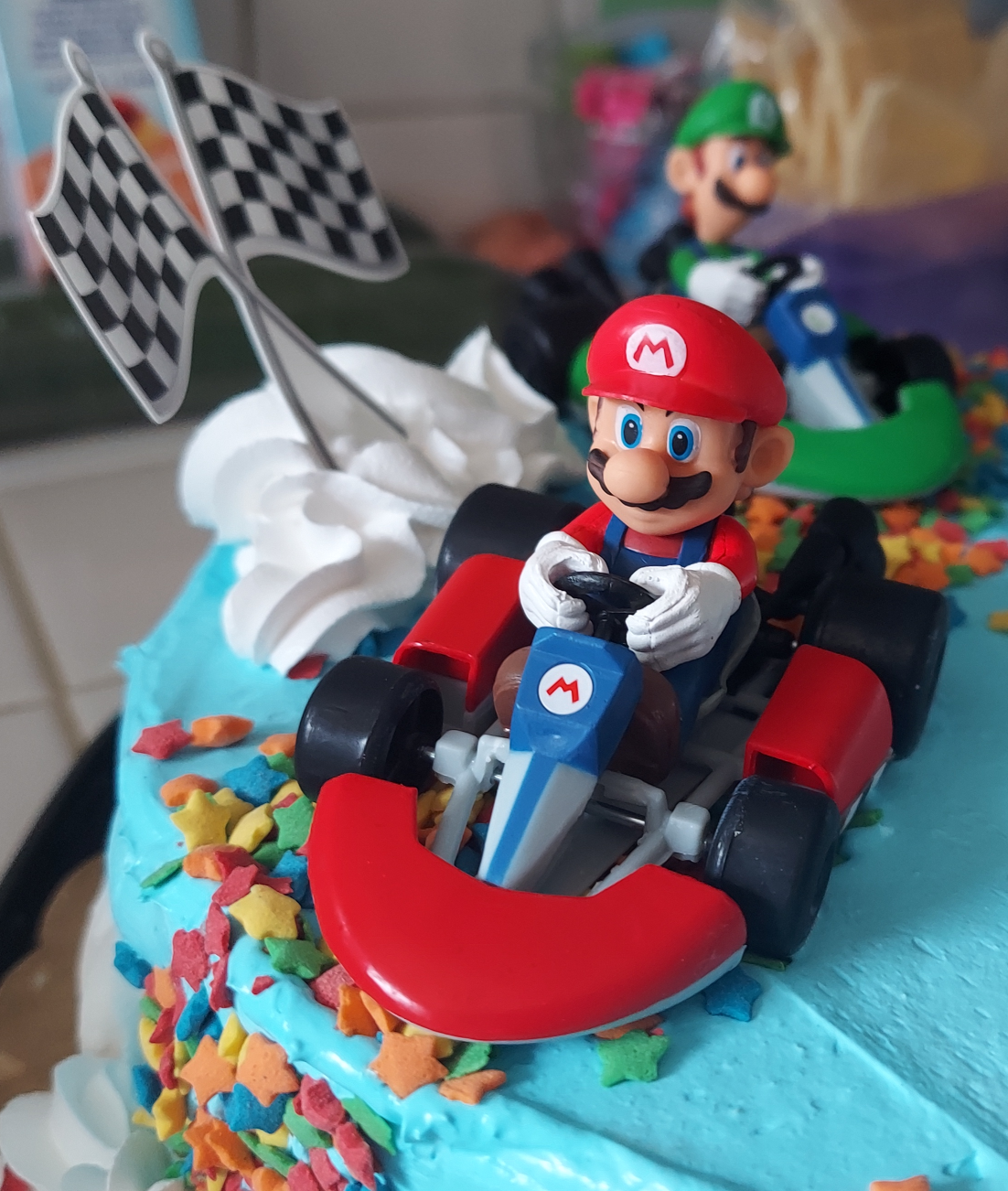 Mario and Luigi Karting toward chaos Blank Meme Template