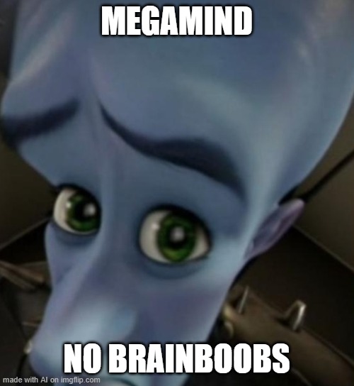 No Brainboobs | MEGAMIND; NO BRAINBOOBS | image tagged in megamind no bitches | made w/ Imgflip meme maker