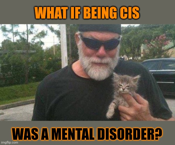 This #lolcat wonders who decides what constitutes 'normal' | WHAT IF BEING CIS; WAS A MENTAL DISORDER? | image tagged in normal,cis,gender identity,macho man randy savage,lolcat | made w/ Imgflip meme maker