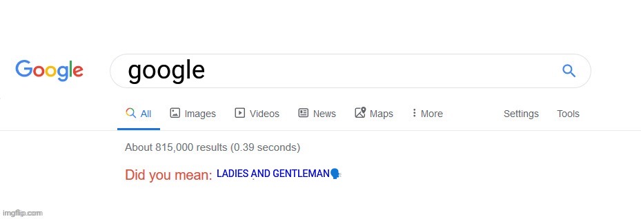 Did you mean? | google; LADIES AND GENTLEMAN🗣️ | image tagged in did you mean | made w/ Imgflip meme maker