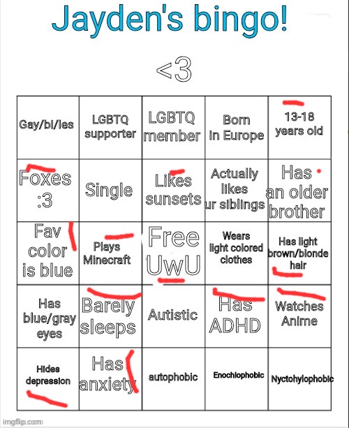 Jayden's bingo! | image tagged in jayden's bingo | made w/ Imgflip meme maker