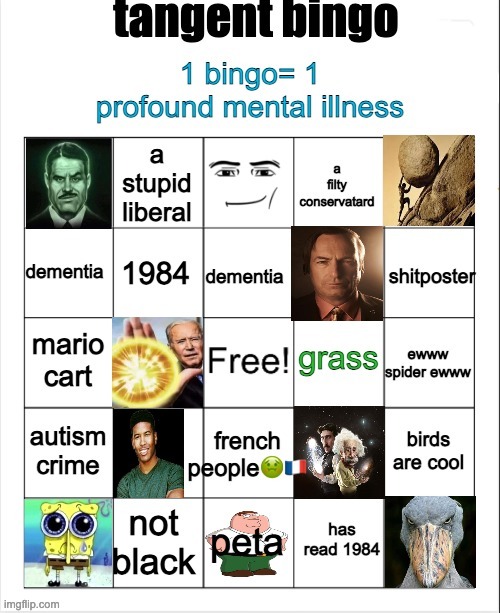 my bingo chart | image tagged in tangent bingo | made w/ Imgflip meme maker
