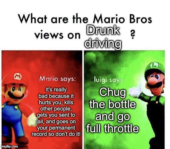 I'm on Luigi On this one | image tagged in mario bros views | made w/ Imgflip meme maker