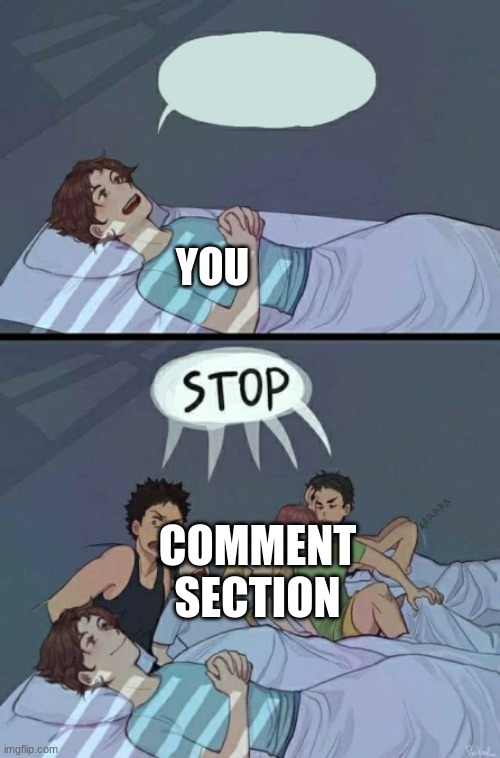 Sleepover Stop | YOU COMMENT SECTION | image tagged in sleepover stop | made w/ Imgflip meme maker