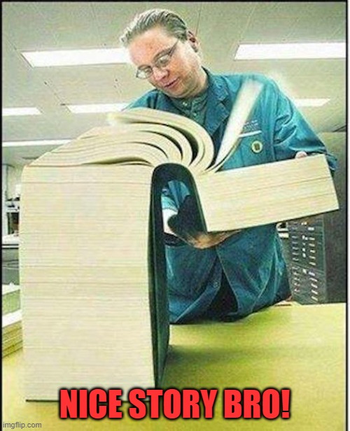 big book | NICE STORY BRO! | image tagged in big book | made w/ Imgflip meme maker