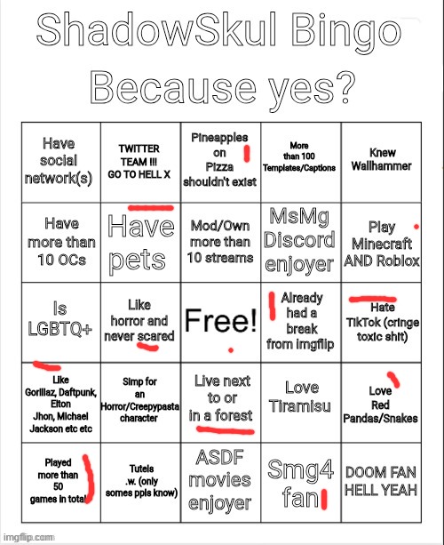 Shadow bingo | image tagged in shadow bingo | made w/ Imgflip meme maker