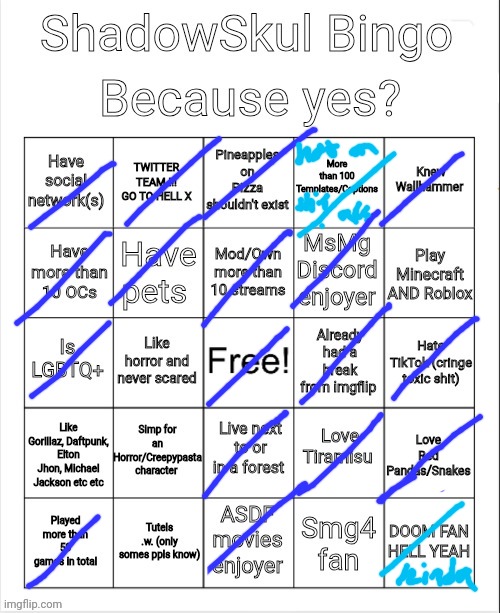 Might as well post this and another unsubmitted bingo I filled out | image tagged in shadow bingo | made w/ Imgflip meme maker