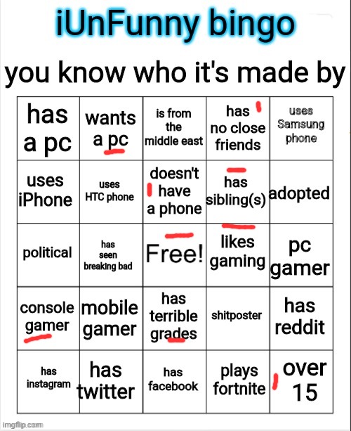 iUnFunny bingo | image tagged in iunfunny bingo | made w/ Imgflip meme maker