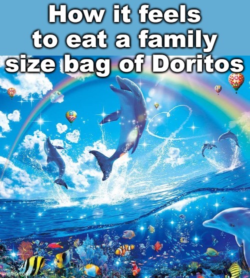 How it feels to x | How it feels to eat a family size bag of Doritos | image tagged in how it feels to x | made w/ Imgflip meme maker