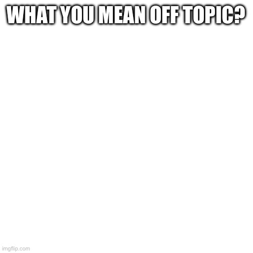 What you mean off topic? | WHAT YOU MEAN OFF TOPIC? | made w/ Imgflip meme maker