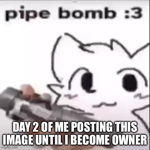 I accept the challenge | DAY 2 OF ME POSTING THIS IMAGE UNTIL I BECOME OWNER | image tagged in pipe bomb | made w/ Imgflip meme maker