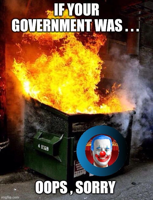 Dumpster Fire | IF YOUR GOVERNMENT WAS . . . OOPS , SORRY | image tagged in dumpster fire | made w/ Imgflip meme maker