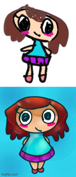 color y experiment thing on something my little sister drew (top is sisterdrawing) | made w/ Imgflip meme maker