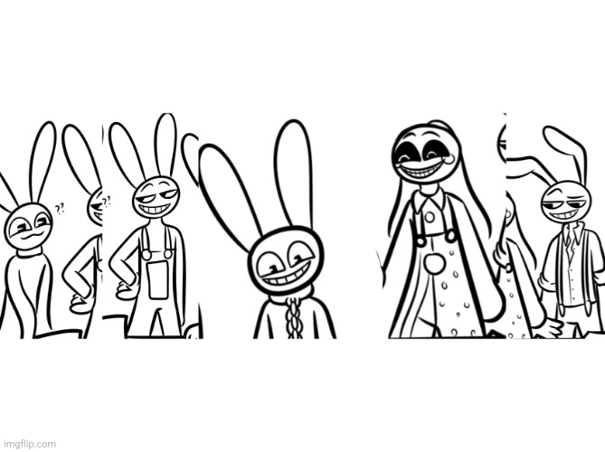 Cropped for. Uh. Reasons. But I drew a bunch of Jax AUs | image tagged in left to right,scp,og,carnival,freakshow,ctrl | made w/ Imgflip meme maker