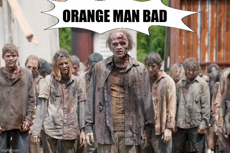 zombies | ORANGE MAN BAD | image tagged in zombies | made w/ Imgflip meme maker