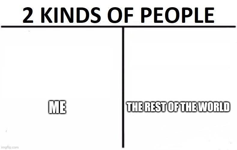 2 Kinds of People | ME; THE REST OF THE WORLD | image tagged in 2 kinds of people | made w/ Imgflip meme maker