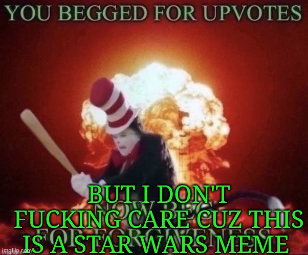 Beg for forgiveness | BUT I DON'T FUCKING CARE CUZ THIS IS A STAR WARS MEME | image tagged in beg for forgiveness | made w/ Imgflip meme maker