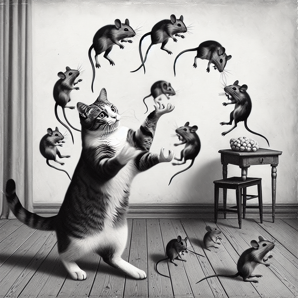 High Quality cat juggling mice Blank Meme Template