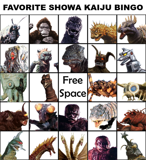 High Quality Favorite Showa Kaiju Bingo Blank Meme Template
