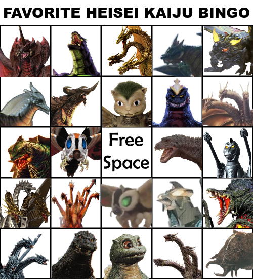 Favorite Heisei Kaiju Bingo Blank Meme Template